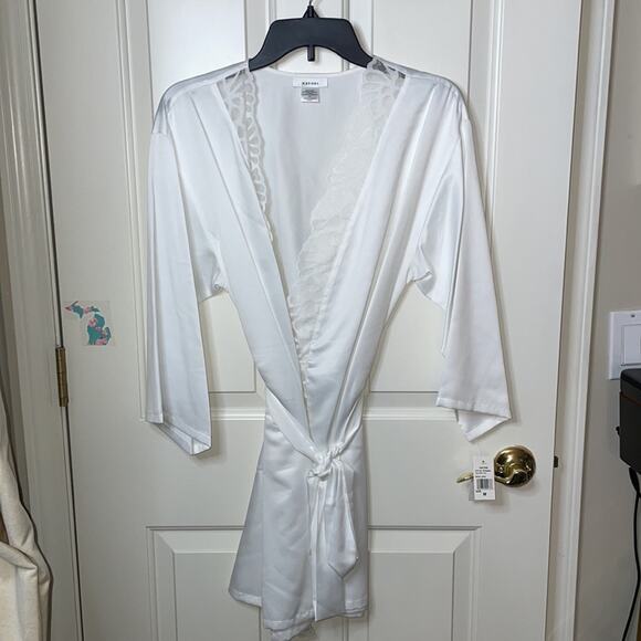NATORI Deco Lace Robe Ivory M NWT - Picture 3 of 9